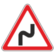 Дорожный знак 1.12.1 «Опасные повороты с первым поворотом направо» (металл 0,8 мм, I типоразмер: сторона 700 мм, С/О пленка: тип В алмазная)